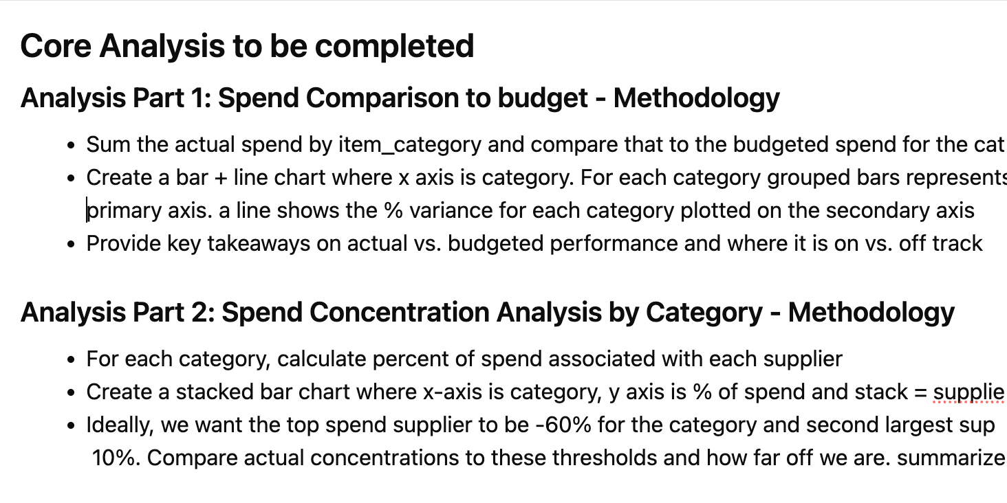 Outline objectives & iterate with agent on an analysis methodology